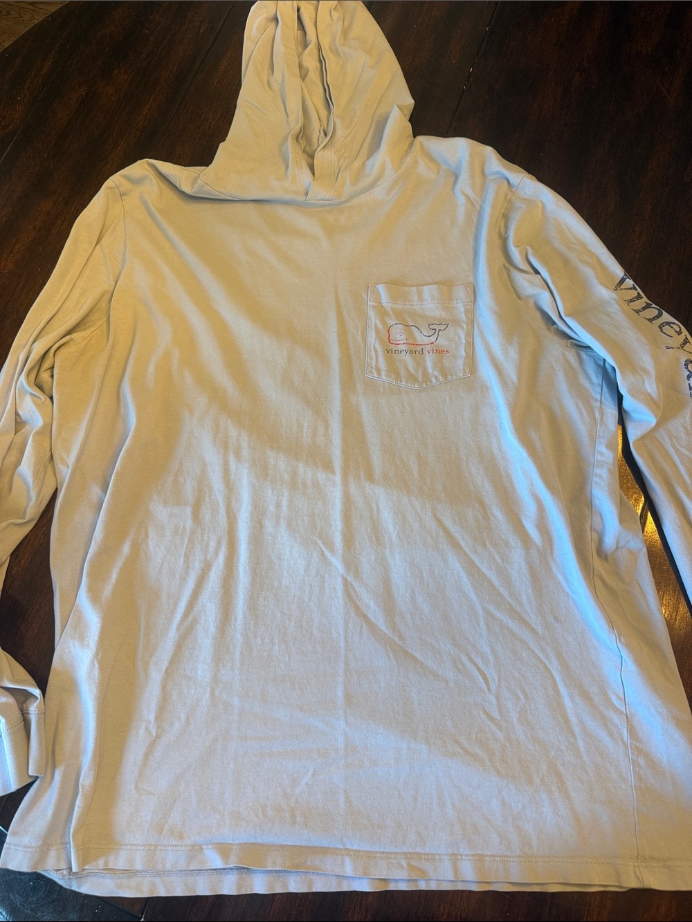 Vineyard Vines Light Blue Hooded Long Sleeve Pocket Shirt